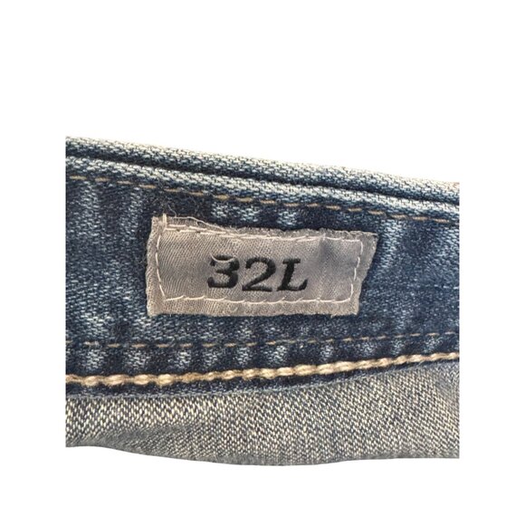 BKE Carter Straight Leg Denim Jeans Men’s 32L Blue Medium Wash Contrast Stitchin - Picture 4 of 7